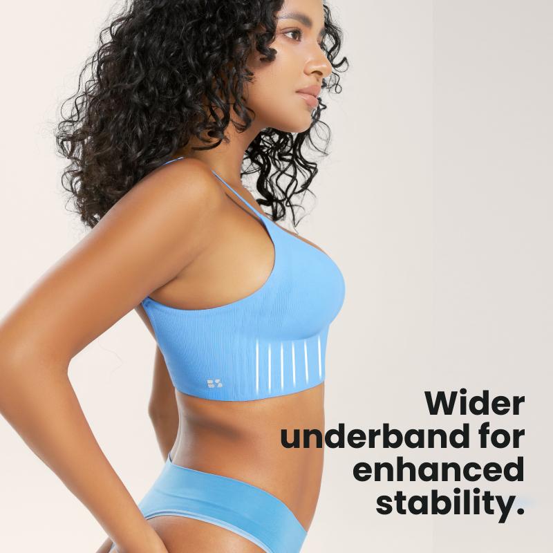 BodyTips Ultra-Thin Ribbed Wireless Bra with Backless Design