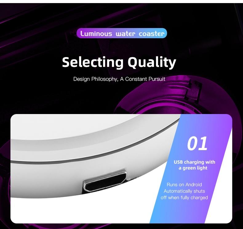 2pcs Car Luminous Water Cup Pad LED Atmosphere Light For GMC Terrain Sierra Canyon Yukon Acadia Savana Denali AT4 Granite