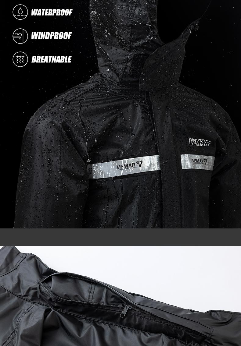 VEMAR Motorcycle Split Raincoat Unisex Rain Jacket and Pants Set for Delivery Riders Motocross Raincoat with Hat