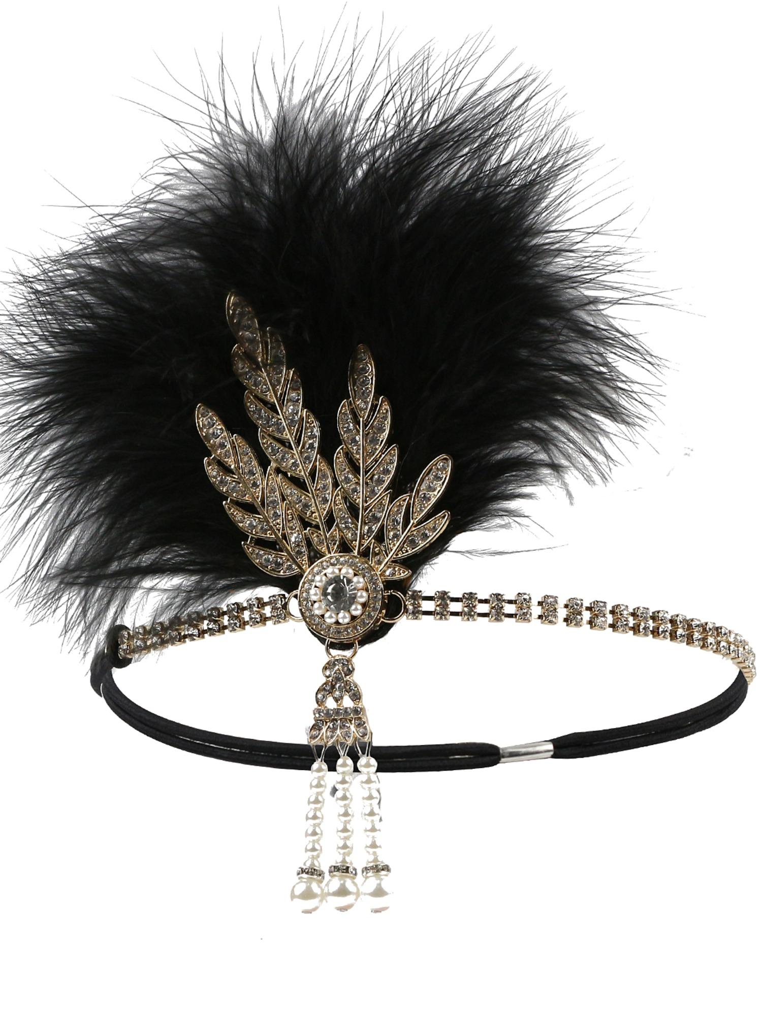 1920s Flapper Headpiece Great Gatsby Feather Headband  display picture 1