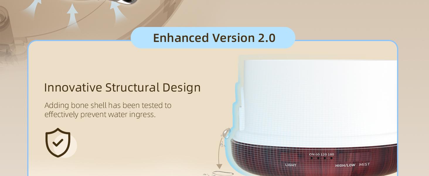 ASAKUKI 500ml Essential Oil Diffuser for Home, Aromatherapy Humidifiers, Auto-Off, Room Decor, Air Purifier, Aromatic Ambient Mist Nebulizer Relaxing, Waterless Auto Shut-off, Reddish-Brown