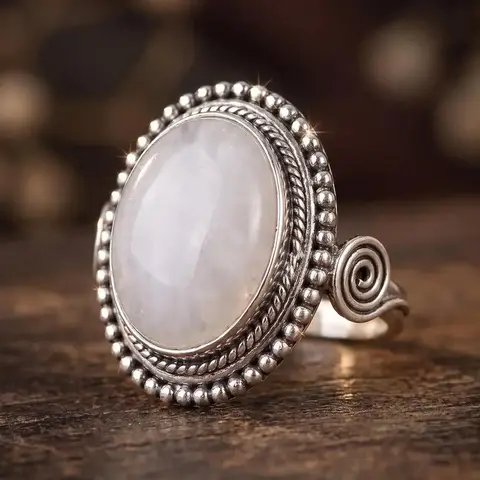 Vintage Artificial Gemstone Decorated Ring, Unique Rings, Beautiful Rings, Fashion Jewelry for Party, Daily Clothing Decor, Trendy All-match, Everyday Elegance & Exquisite Jewelry for Birthday Gift
