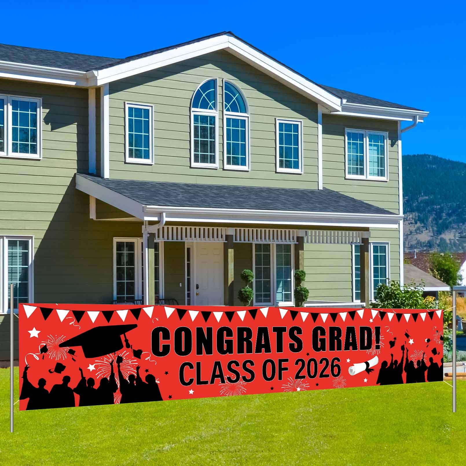 Large Celebration Graduation Banner, Red and Black, Class of 2026, Banner Background, 2026 Graduation, Yard Sign, Graduation Party Supplies and Decorations, Graduation Decorations, 2026