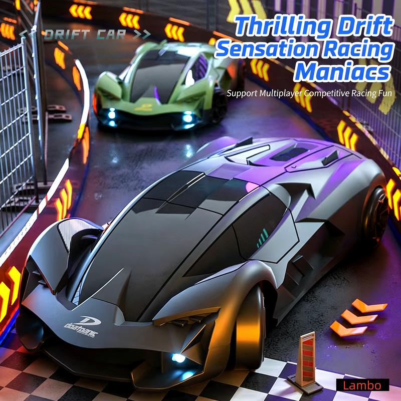 High-Speed Remote Control Drift Car with Lights, Realistic Design, 2.4g Controller, Includes Drifting Wheels, Perfect Birthday Gift, Rc Drift Car