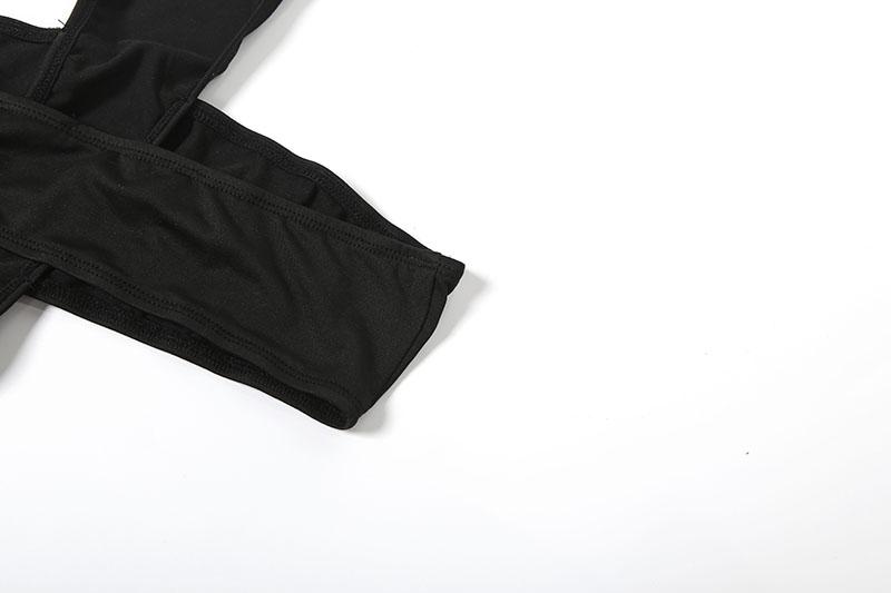 DOUCIU Nightclub Bar Music Festival Sexy Hot Street Personality Cool Women'S Thin Solid Color See Though Cross Shaped Halter Long Jumpsuit