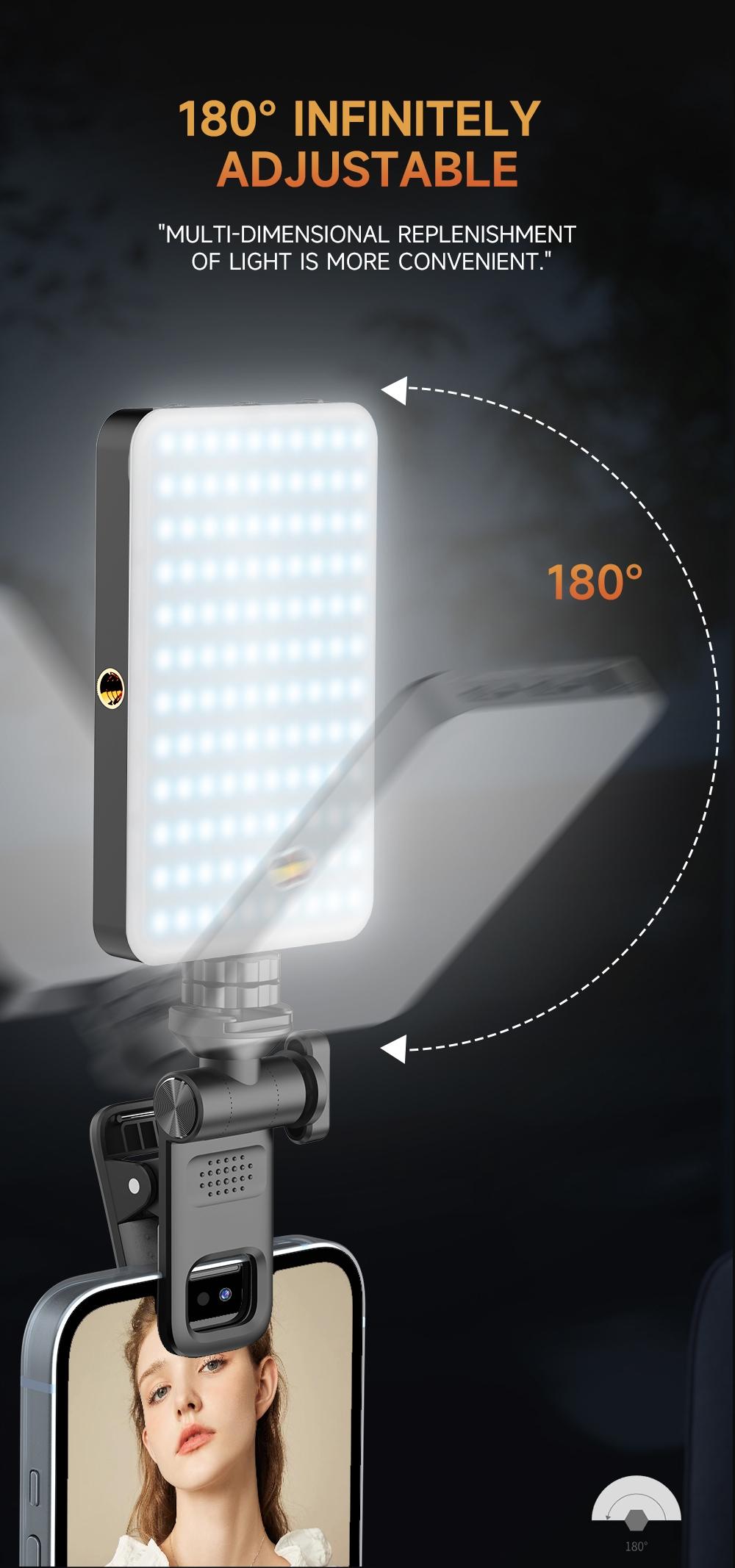 Portable Phone Light, Rectangular Camera Multi-Purpose Light, Enhances Photography & Video Quality, Built-In Battery Design, Camera Fill Light