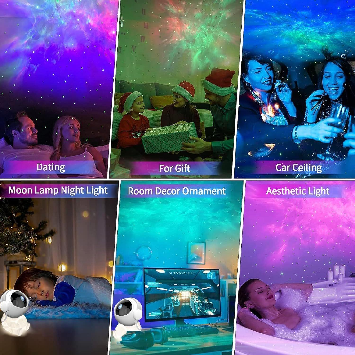 Astronaut Galaxy Projector, Star Projection Night Light, Nebula Ceiling LED Strip, Moon Lamp with Timer, Kids Room Decor, Christmas, Birthday, Valentine's Day