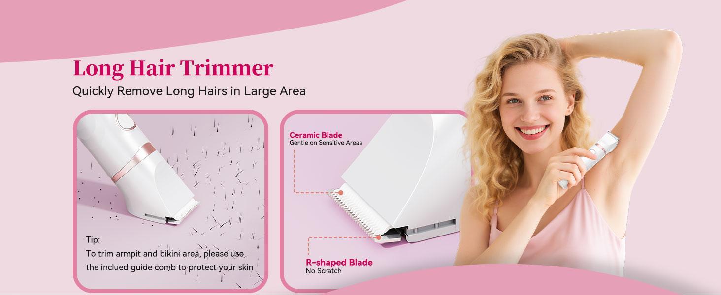 MAXROOM 3-in-1 Body Hair Trimmer for Women, 10-Minute for Full-Body Hair Removal, Painless Trimming for Bikini, Face, Underarms, Legs, IPX6 Waterproof&Easy Cleaning, Ceramic Blade, Gifts for Her MAXROOM 3-in-1 Body Hair Trimmer for Women, 10-Minute for Full-Body Hair Removal, Painless Trimming for Bikini, Face, Underarms, Legs, IPX6 Waterproof&Easy Cleaning, Ceramic Blade, Gifts for Her