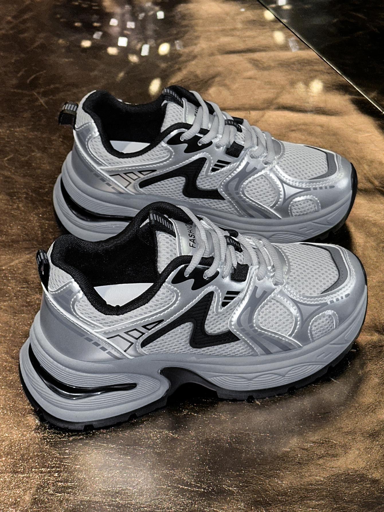 New Women's Chunky Sole Sports Shoes, Casual Dad Sneakers, Lace Up Sneakers, Athletic Shoes, Women's Fashionable Comfortable Breathable Shoes for All Seasons