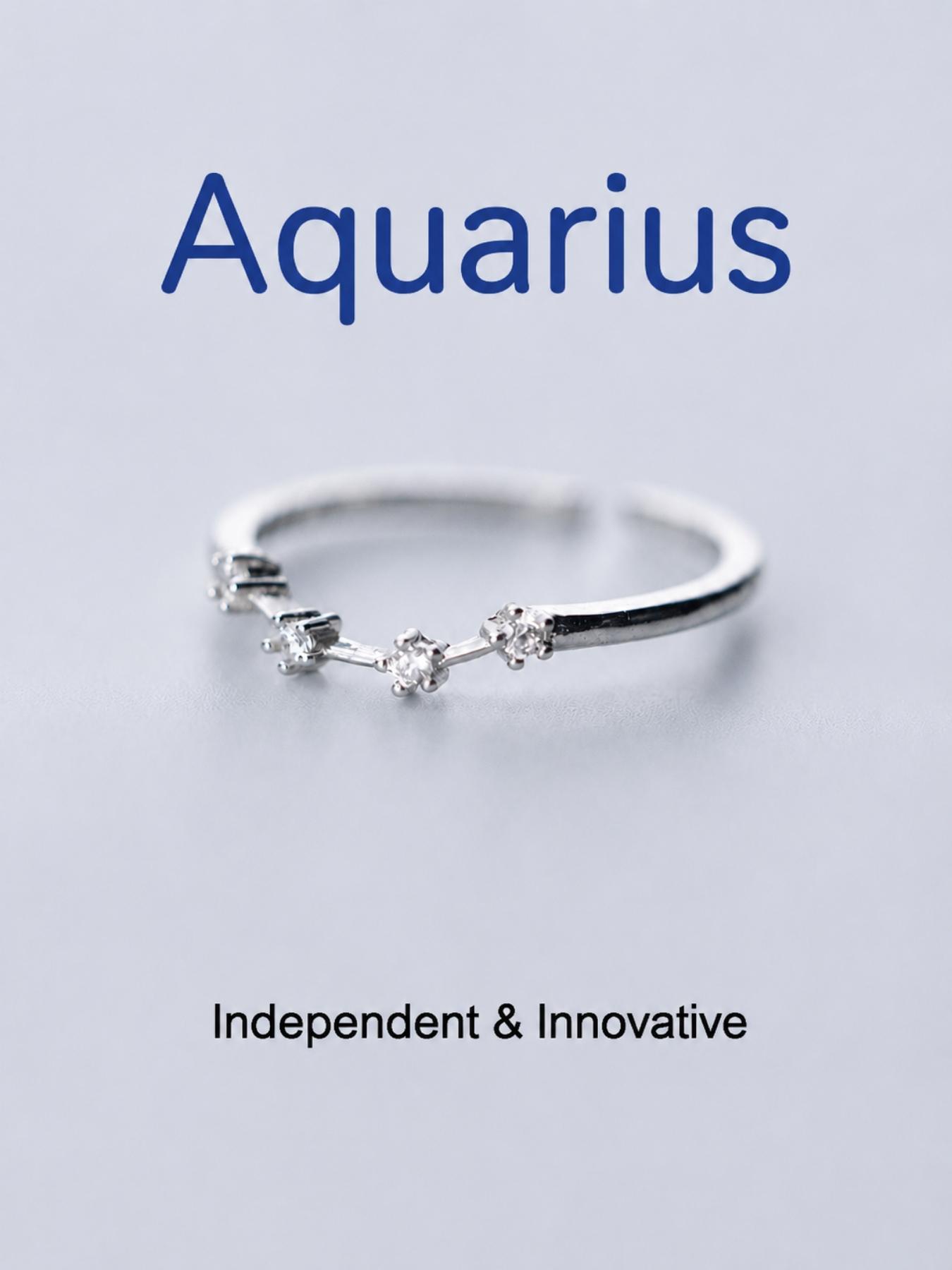 12 Zodiac Constellation Rings Set, Adjustable Open Star Sign Rings, Silver Tone Astrology Jewelry for Women, Fashion Ring