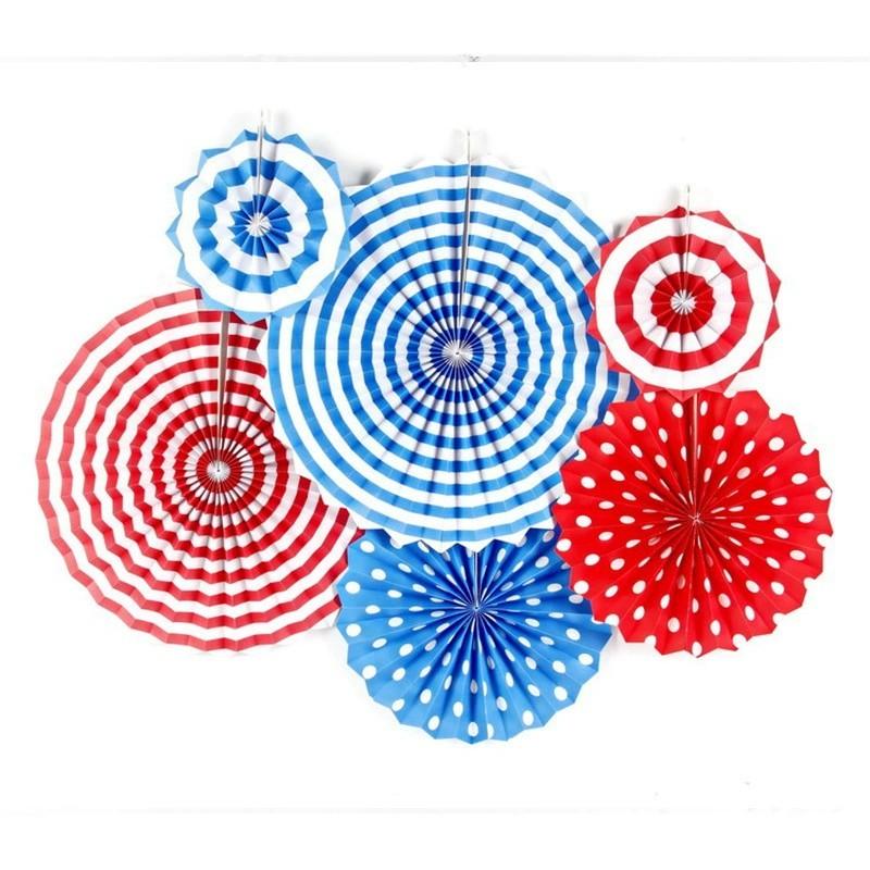 6pcs/set Background Wall Decoration Paper Fan Flowers, Store Opening Backdrop, Birthday Party Decorations, Independence Day Festival Hangings