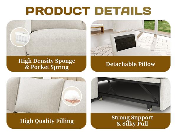 【4 Packages】83.5" Sectional Sleeper Sofa with Pull Out Couch, Modern 5 Seat L Shaped Modular Couch, Sectionals Modular Sofa with Storage, Comfy Sectional Couches for Living Room & Apartment 【4 Packages】83.5" Sectional Sleeper Sofa with Pull Out Couch, Modern 5 Seat L Shaped Modular Couch, Sectionals Modular Sofa with Storage, Comfy Sectional Couches for Living Room & Apartment