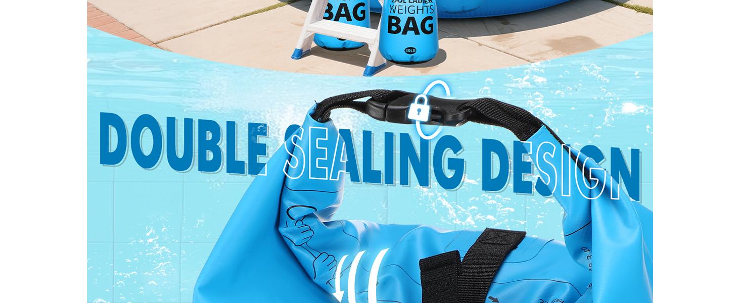 Heavy Duty Pool Ladder Weights - 40lbs Fillable Universal Sand Bags Step Anchors, 500D PVC Waterproof Tear-Resistance Foldable Sandbags for Above Ground Swimming Pools Stair Entry Systems, 2 Pack