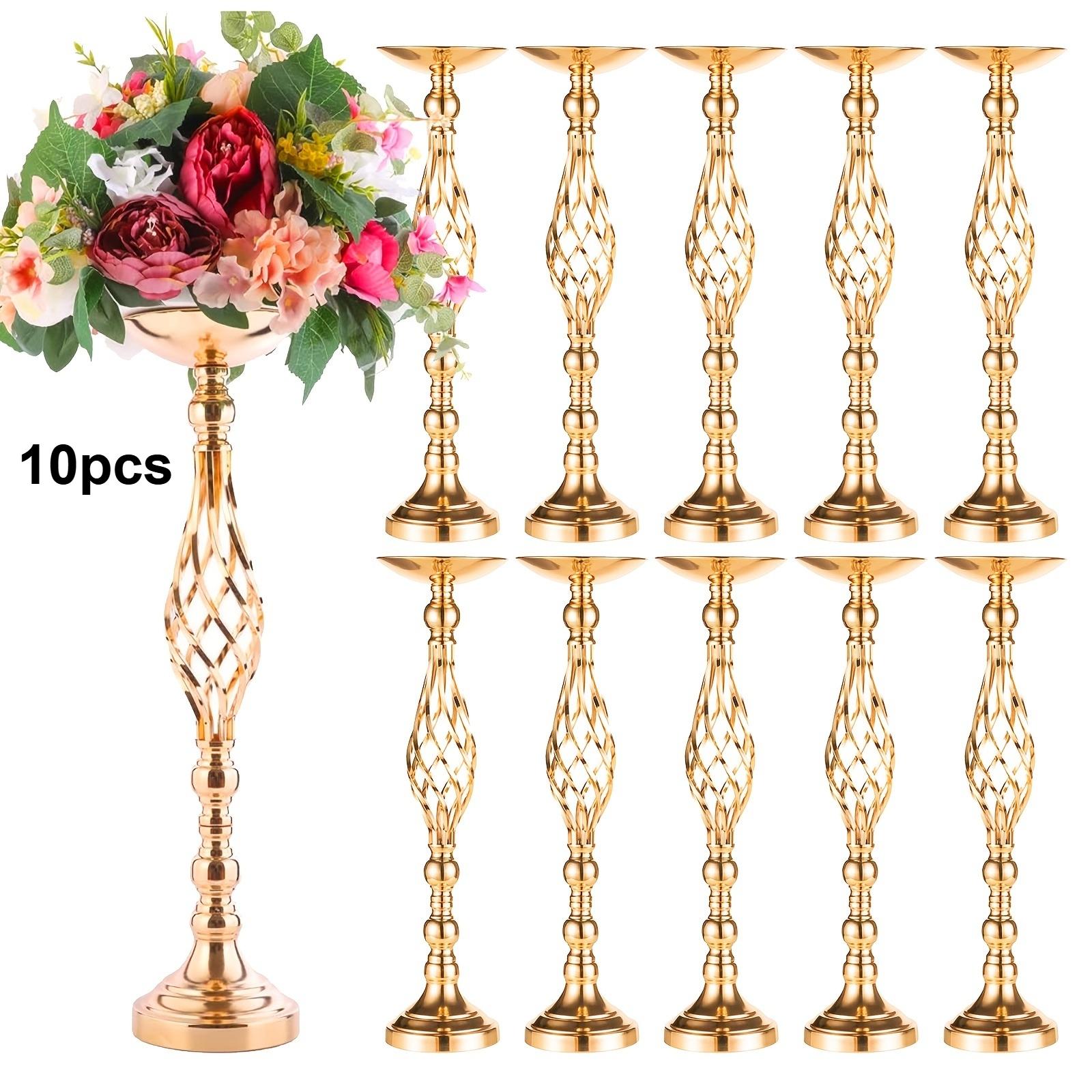 10pcs, Perfect Wedding Banquet Table Centerpiece, Elegant Metal Small Vase, Golden And Silver Bohemian Artificial Flower Decoration Bottle, Multifunctional Flower Stand Candlestick