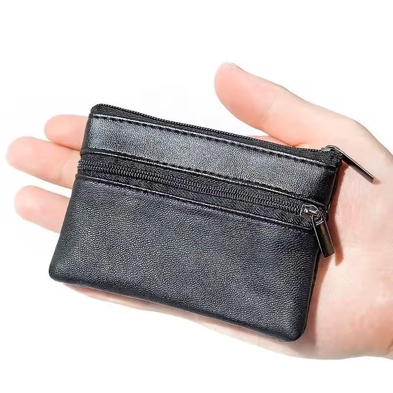 Mini Leather Coin Purse Small Zipper Wallet for Men & Women Key Holder Change Pouch PU Fabric 7.5cm x 10.5cm, Cool Mini Stuff