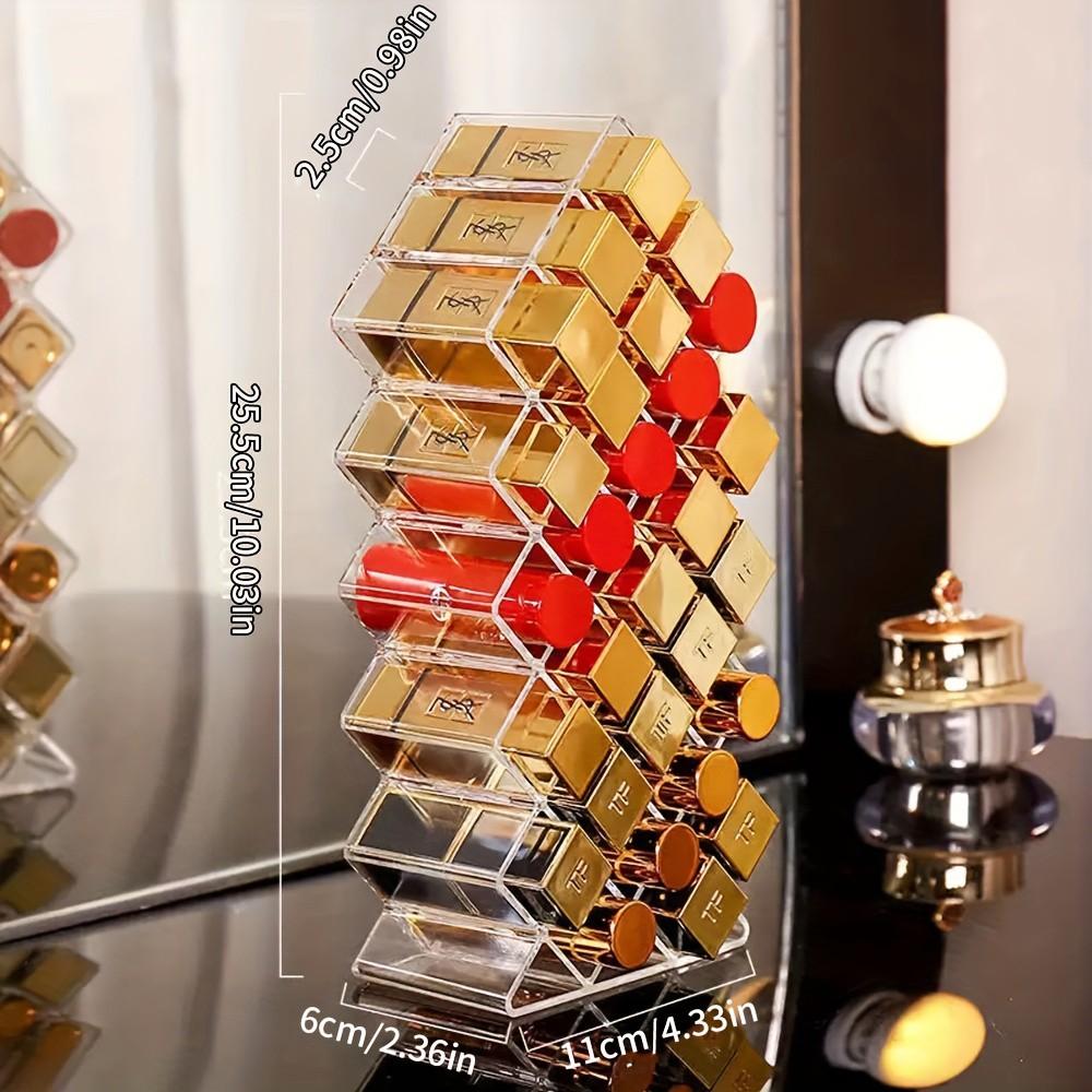 Lipstick Organizer Box, Large Capacity Layered Storage Rack, Makeup Vanity Shelf, Trendy Lipstick Display Stand, Desktop Organizer, Clear Acrylic Organizer