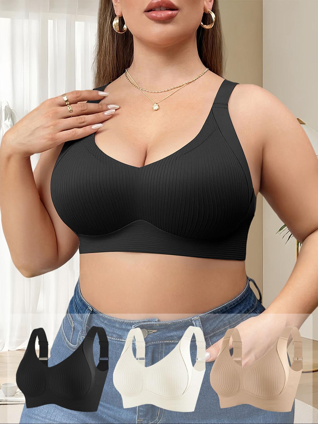 Women's Plus Size Seamless Underwire Bra, Lift & Support, Full Back Coverage, Light Thin Lining, Casual Daily Wear, Fitness Yoga Workout, Stretch Sports Bra