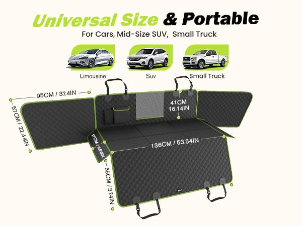 Pecute Pet Car Seat Cover Waterproof Dog Backseat Hammock with Mesh Window & Storage Pocket, 600D Non-Slip for Car/Truck, Easy to Install Washable