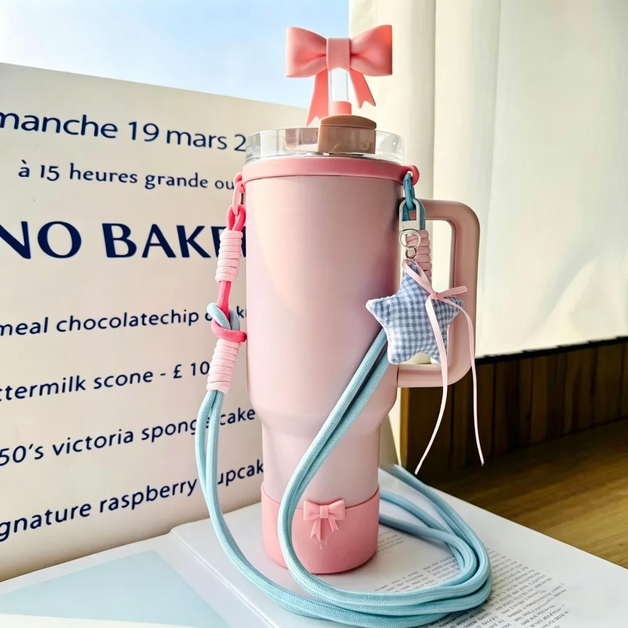 Cute for Girls Universal Tumbler Crossbody Strap, Portable Cup Sling Fits 6-10cm (2.4"-4") Cup Mouth, For Stanley 20/30/40oz Insulated Tumblers, For Owala Water Bottle Carrier for Travel Hiking Camping Daily Commute Must-Have Accessory