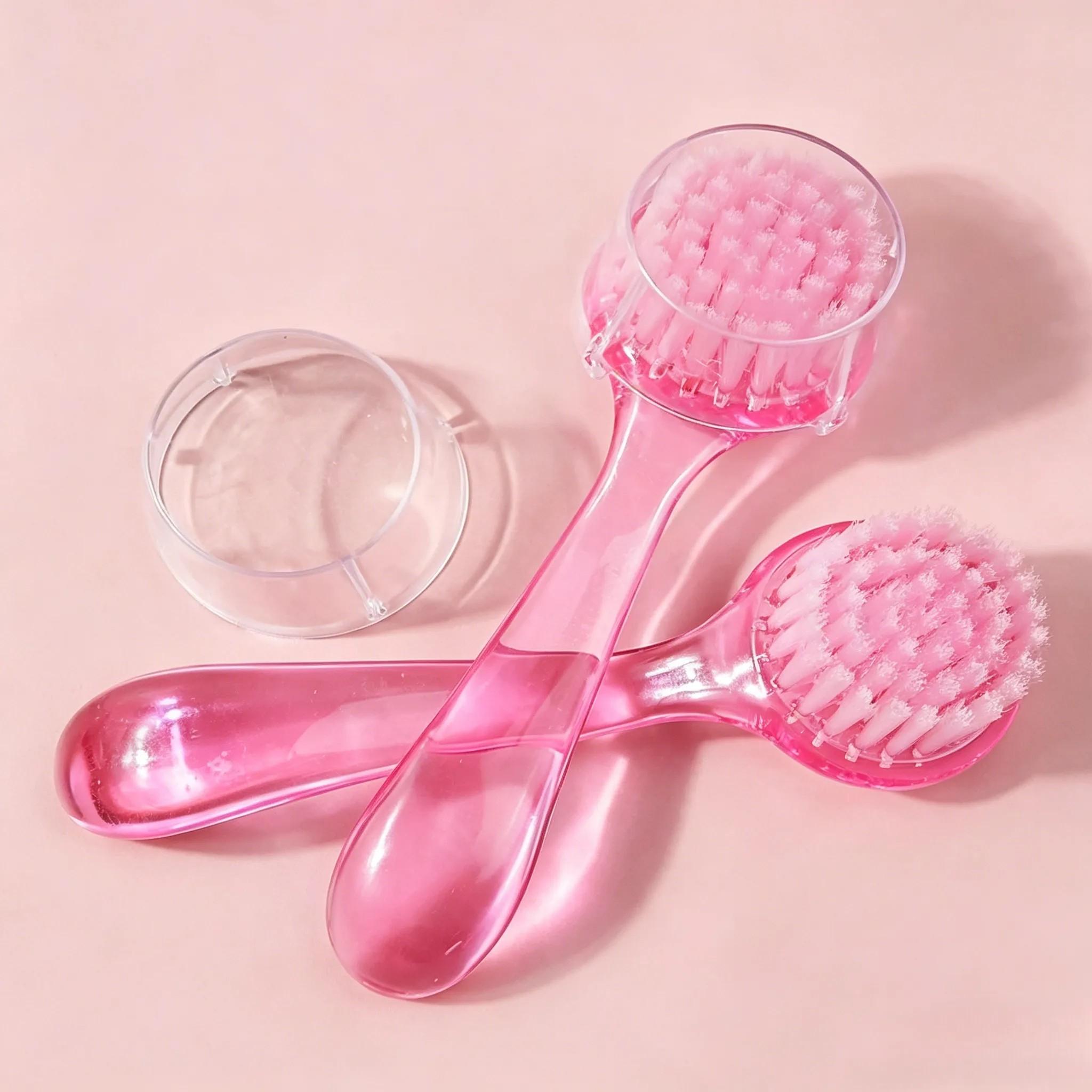 1pc/4Pcs Round Head Acrylic Nail Dust Brush With Cap Professional Manicure Pedicure Powder Cleaning Tools