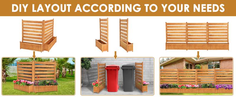 Lilypelle Air Conditioner Fence Outdoor Freestanding Wood Privacy Screen with Planter Box for Trash Can Pool Equipment Enclosure, No-Dig Kit