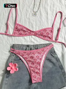 Two-Piece Set Women's Floral Print Bikini Set, Casual Fashion Chic Swimsuit Set for Beach Holiday Vacation, Ladies Summer Clothes