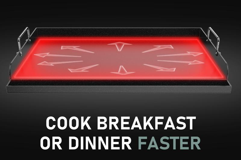 Uniflasy 25" x 16" Nonstick Cast Iron Griddle for Gas Grill Large Steel Insert for Outdoor Use Prevent Sticking Kitchenware Utensils