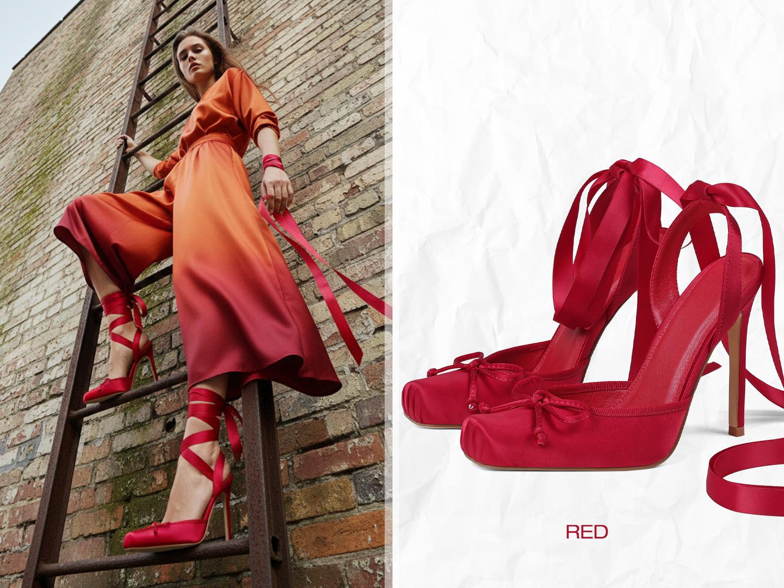 CYNLLIO Womens Satin Ballet Heels Closed Square Toe Elegant Lace Up Bownot Ribbon Ballerina Stilletto Heeled Sandals Cute Ankle Strap Slingback Pumps Strappy Mary Janes Slip On Comfy Wedding Party Casual Work Dating Fashionable Spring Heel Ballerina Heel