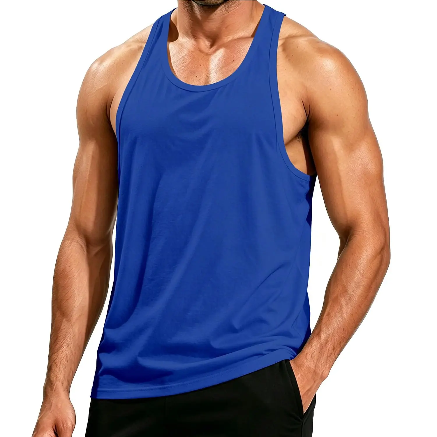 Mens Tank Tops Gym Stringers Y-Back Muscle Fitness Shirt