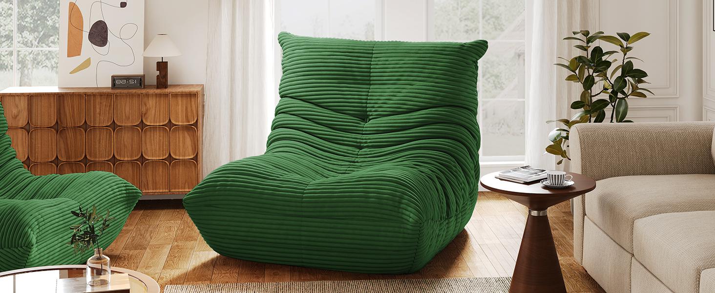 YITAHOME Bean Bag Chairs, Giant Lazy Floor Sofa with Memory Foam, Comfy Cordury Fireside Chair Beanbags, for Living Room, Apartment Dorm Office, for Adults