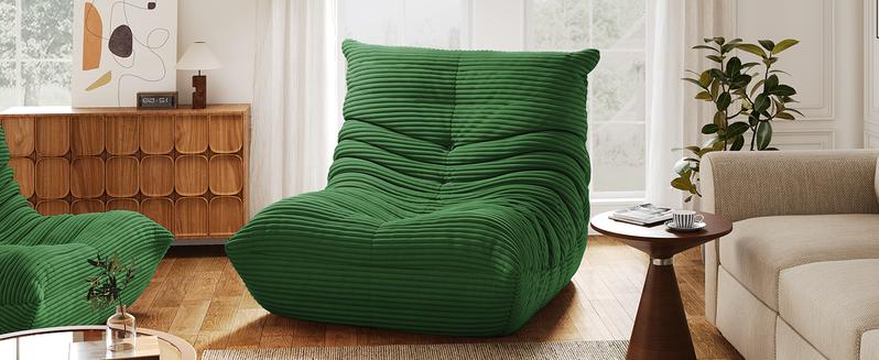 YITAHOME Bean Bag Chairs, Giant Lazy Floor Sofa with Memory Foam, Comfy Cordury Fireside Chair Beanbags, for Living Room, Apartment Dorm Office, for Adults