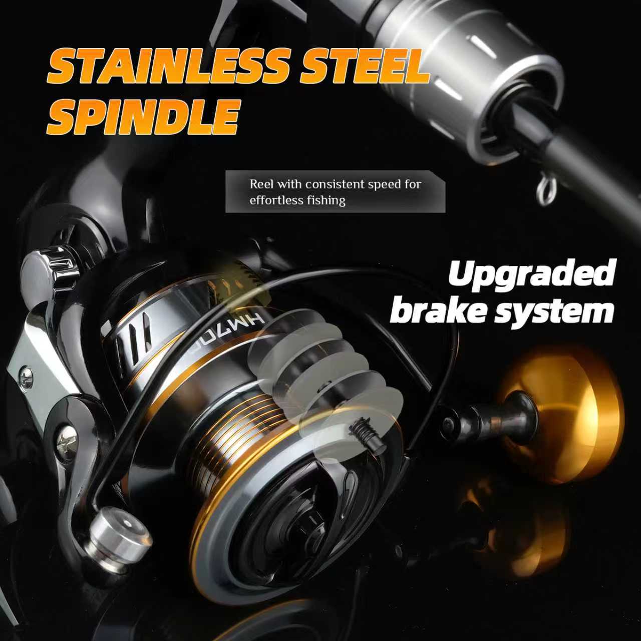 Rooblinos HM Fishing Reel 12KG Max Drag, Premium Metal Construction Full Metal Alloy Gear Disc Brass Pinion Stainless Steel Core, Falcon Shape Ergonomic Design, High-Strength Anti-Twist Body, Ultra-Smooth Long-Distance Casting, Freshwater Saltwater