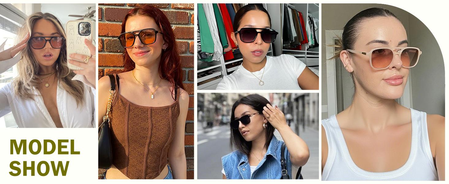 SOJOS Retro Aviator Sunglasses for Women Men,Trendy Rectangle Womens Mens Shades Sun Glasses SJ2202
