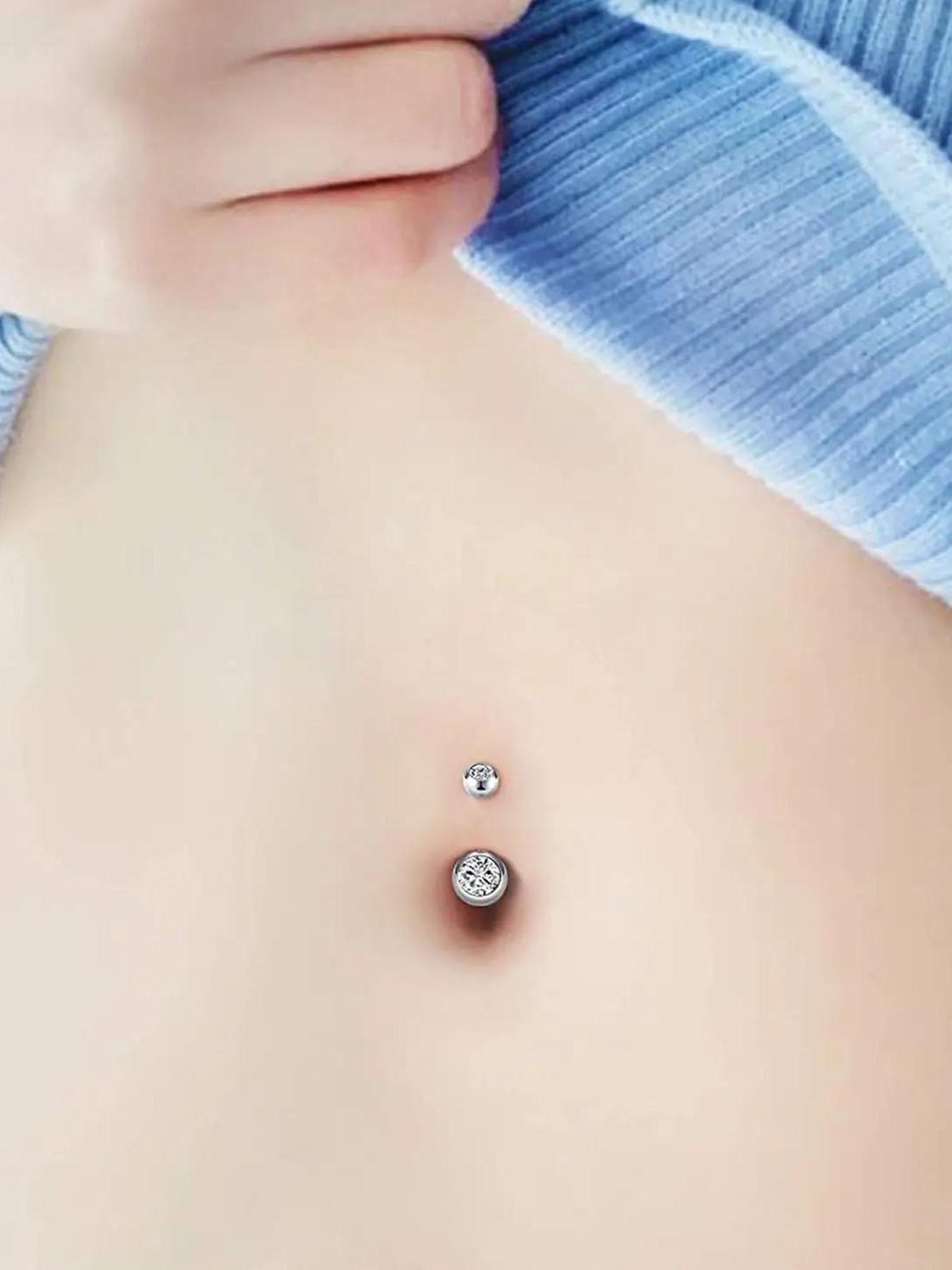 Stainless Steel Butterfly & Crescent Shaped Belly Button Rings Set, Sexy Short Style Piercing Jewelry For Daily Wear, Body Piercing Kit