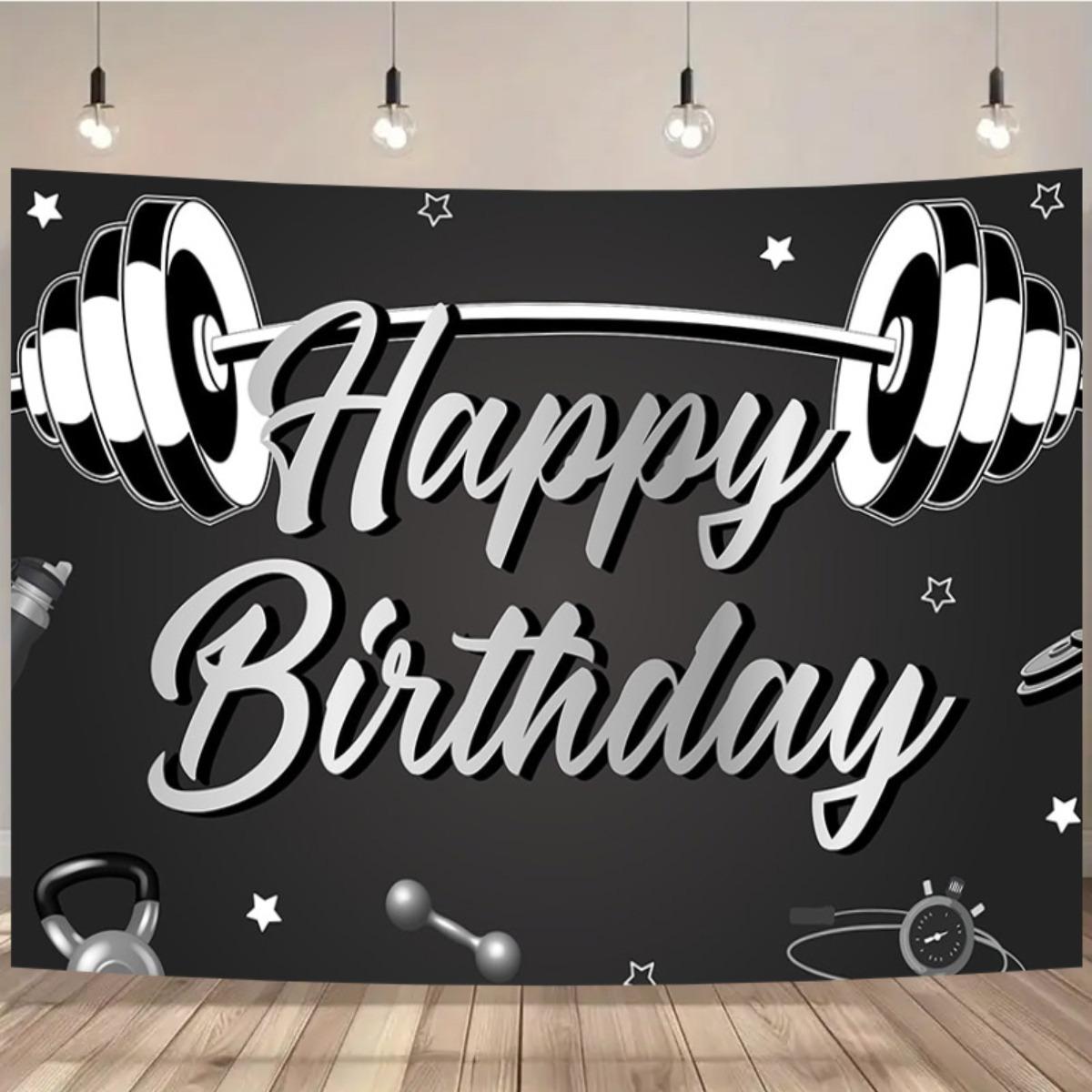 Gym Fitness Happy Birthday Weightlifting 2D Flat Banner Backdrops For Photoshoot