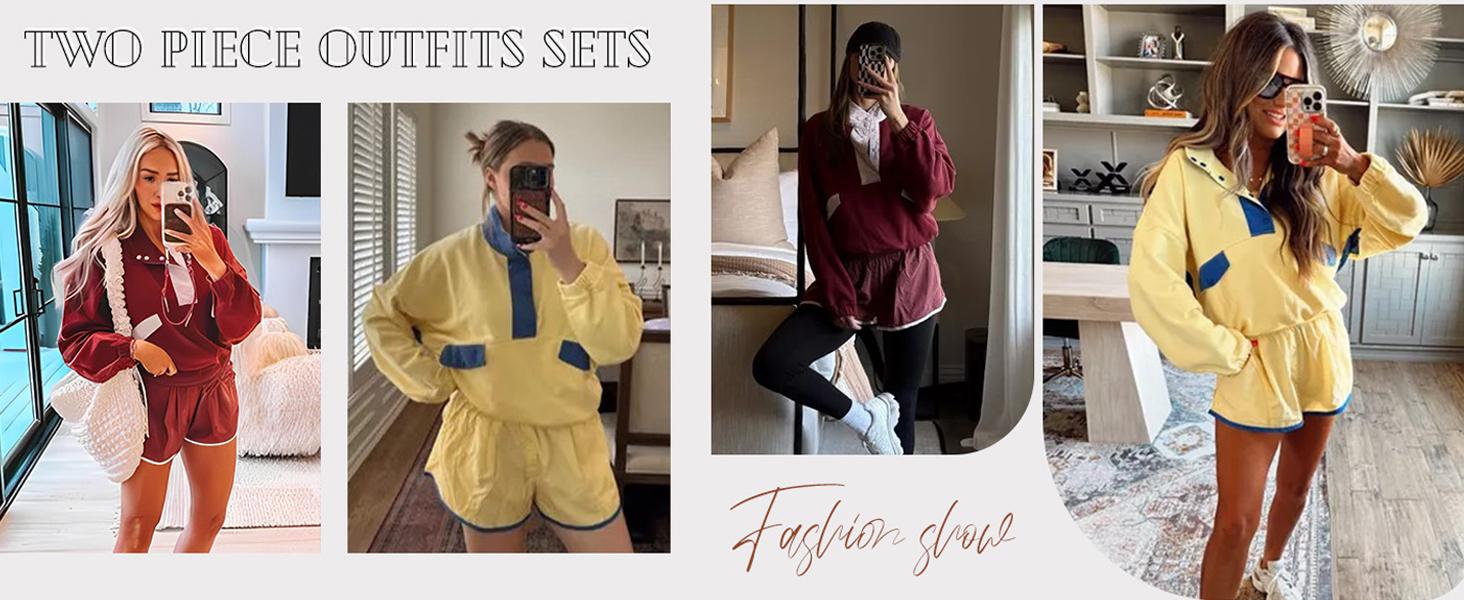 JovenPara Women's Two Piece Short Sets Summer Lounge Sweatsuits Long Sleeve Outfits Travel Tracksuit with Pocket JovenPara Women's Two Piece Short Sets Summer Lounge Sweatsuits Long Sleeve Outfits Travel Tracksuit with Pocket