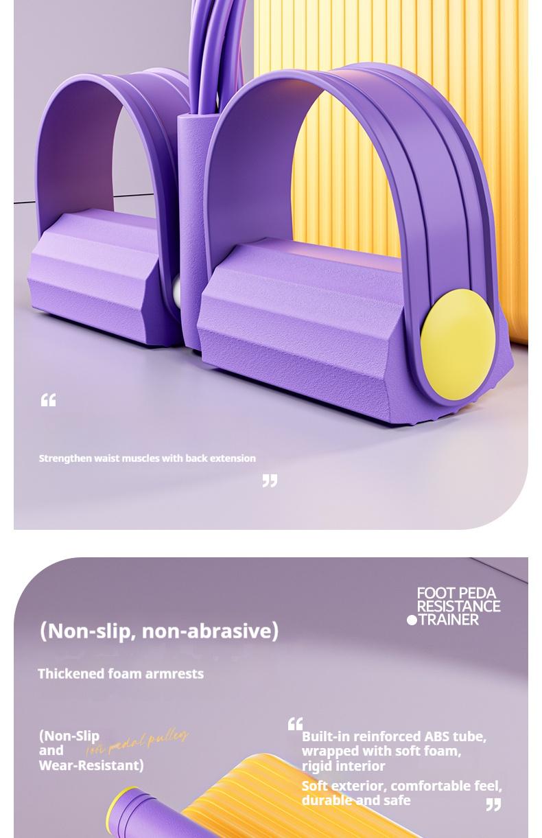 6-Strand Heavy Duty Abdominal Crunch Fitness Equipment – Leg & Core Workout, Sit-Up Assist, Home Gym Exercise, Non-Slip Foot Pedal & Resistance Bands (Portable)