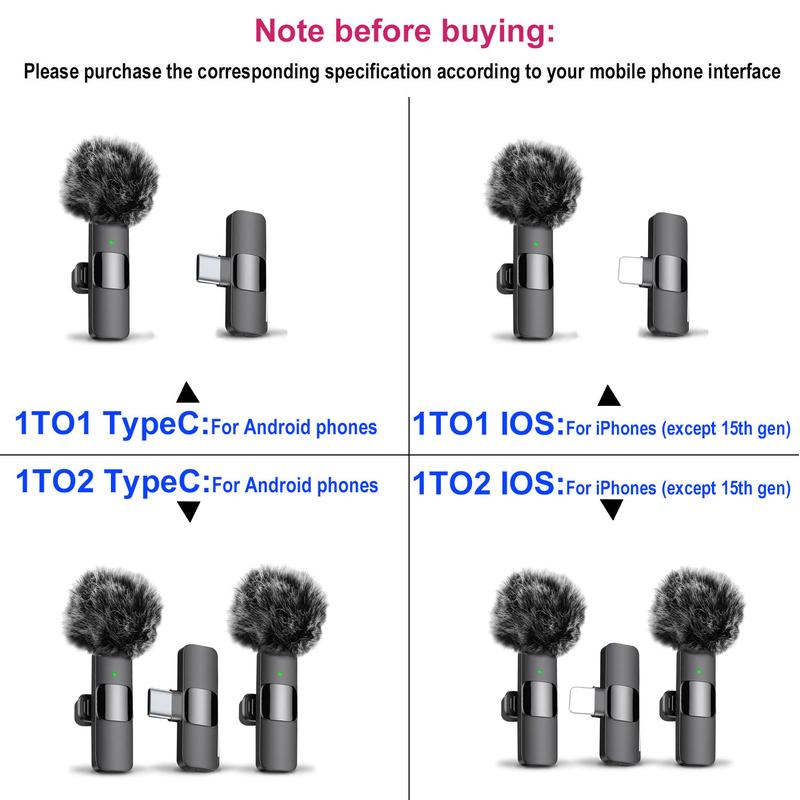 HITOZON Professional Wireless Lavalier Microphone for iPhone,Android phone,Wireless Microphone Plug-Play,Lapel Mic for Video Recording,Teaching, interviews,Podcast,Cordless Omnidirectional Condenser Recording Mic for TikTok,YouTube,Vlog