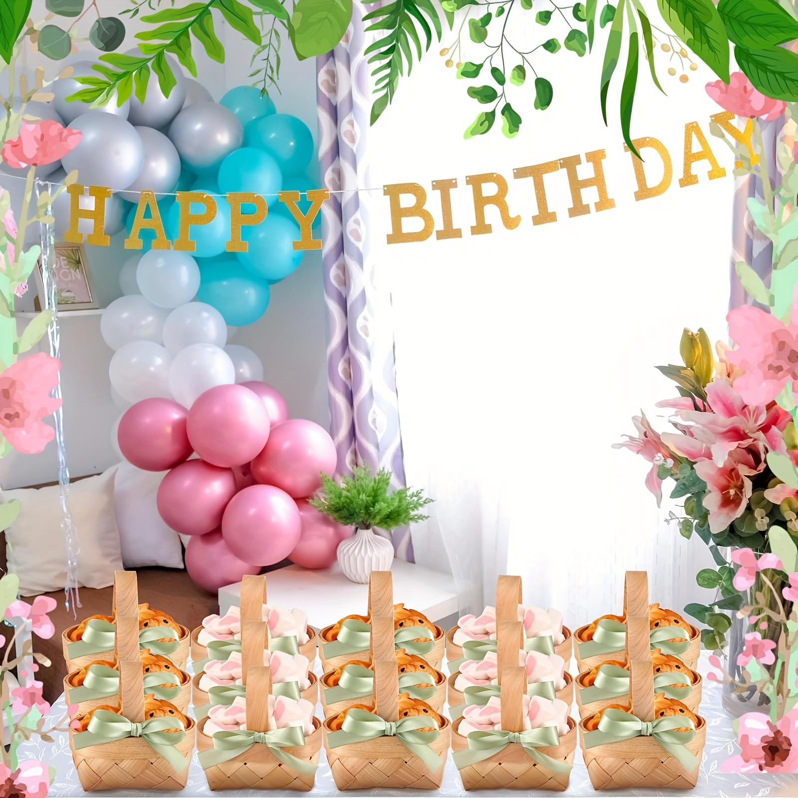 6/12 Pcs Small Handwoven Mini Baskets, Decorative Wooden Floral Picnic Baskets with Handles for Wedding, Party, Birthday & Mother's Day Presents