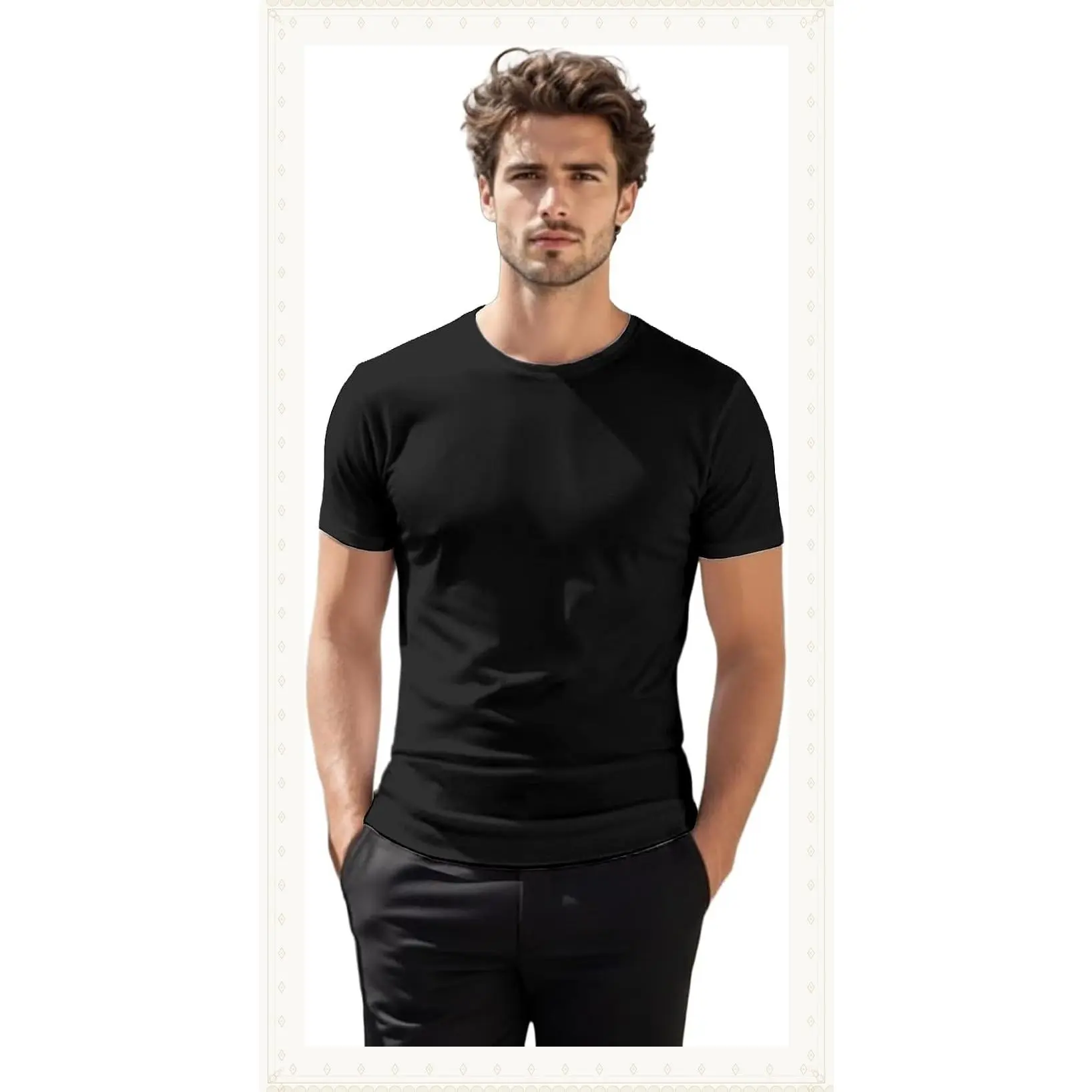 Mens Casual Slim Fit T-Shirts Soft Lightweight Cotton Blend XS to 3XL | CMTTS0197 CMTTS0198 lightweight cotton blend Slim fit T Shirts tagless printedGift