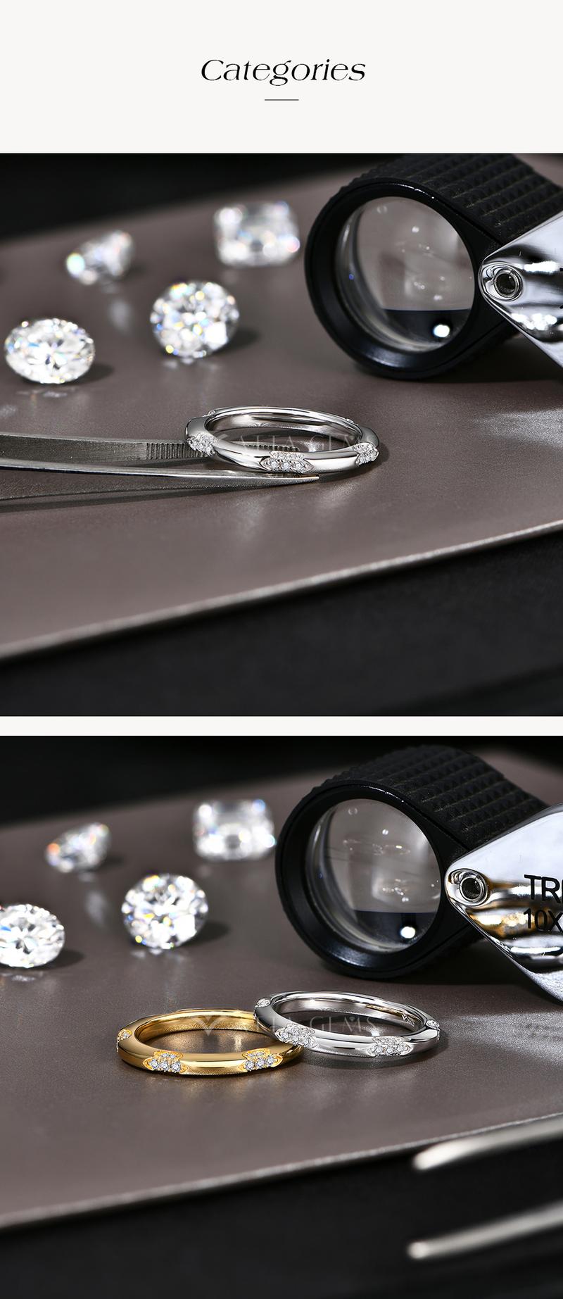 Classic D Color Lab-Created Moissanite Ring Jewelry for Women Unisex Wedding Band Daily Wear Lady's Gift for Her Perfect Ring R242