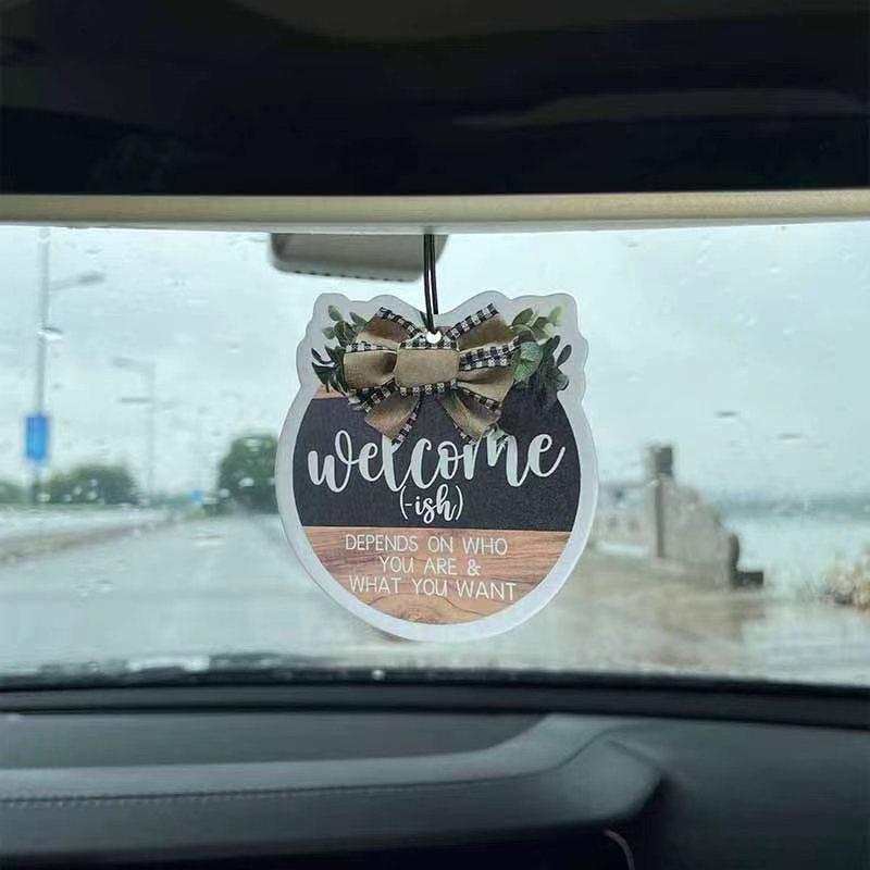 Welcome Sign Round Wreath for Farmhouse, Porch, Garden, Home, Birthday, Wedding, Graduation, Car Air Freshener, Natural Fragrance, 90 Days Lasting