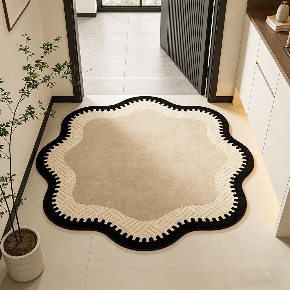 Irregular Wave Edge Carpet for Living Room Bedroom, Creative Luxury Fashion Art Washable Plush Rug, Home Decor for Sofa Bed Coffee Table