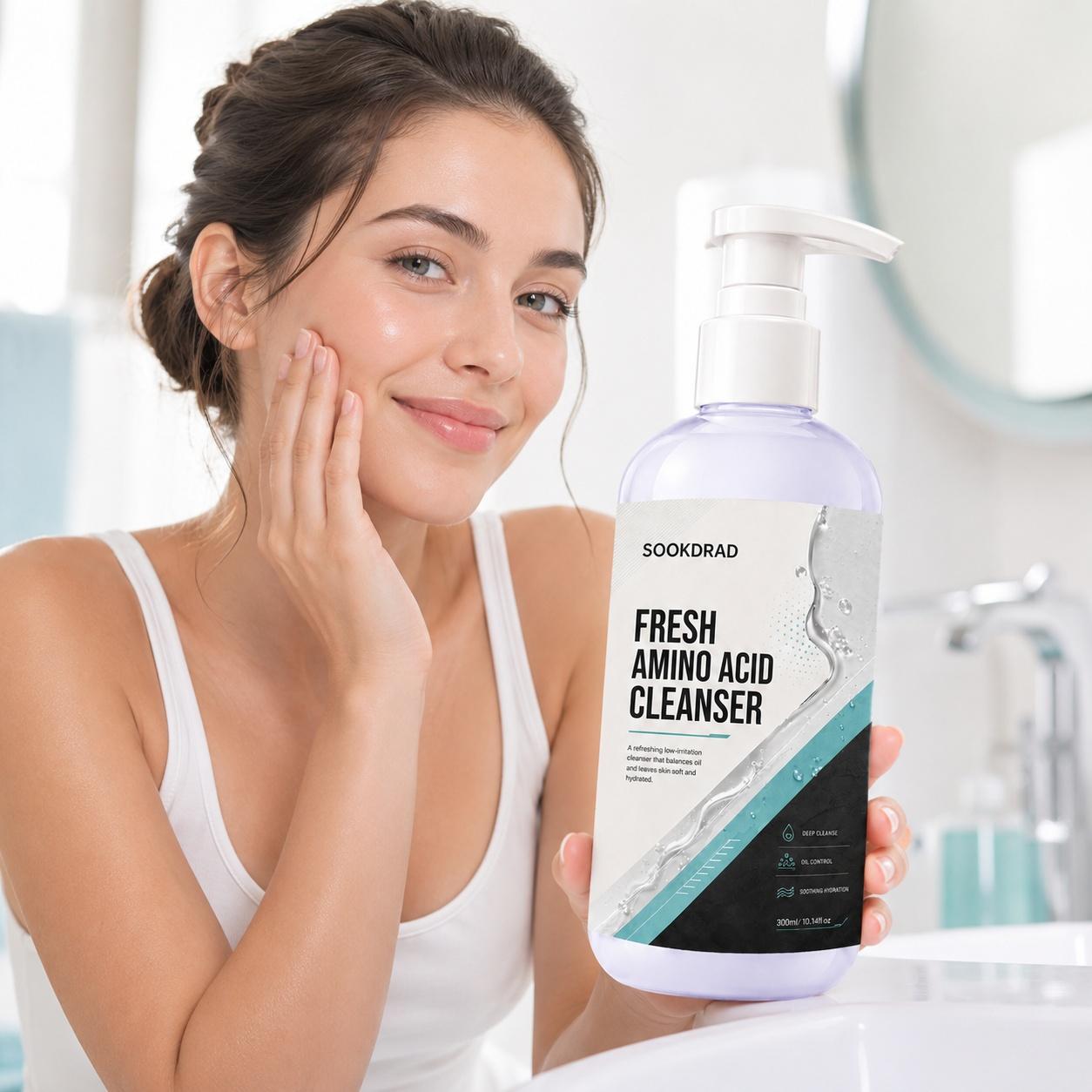 Fresh Amino Acid Cleanser, amino acid, deep cleanse, oil control, soothing hydration, low irritation, oil balancing, soft skin, hydrated skin, facial cleanser, all skin types, 300ml/10.14fl.oz