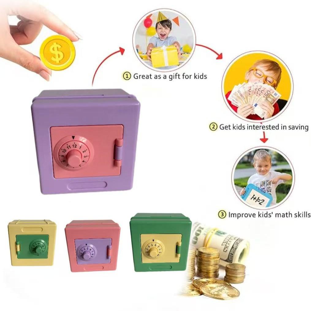 1pcsChildren's ATM piggy bank, suitable for boys and girls, mini electronic bank with password lock, safe coin bank for boys and girls, children's cash savings box, great children's gift toy bank