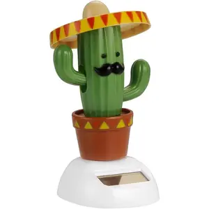 Cactus Solar Powered Shaking Head Dancing Car Ornament Dashboard Decoration Toy Gift - Cactus