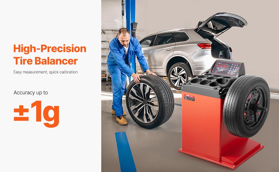 VEVOR Tire Changer Machine, 18 Spindle, Durable Tire Balancer with 4 Size of Conic 45# Steel, Reinforced Tire Balancer with Complete Measuring Tools Multi-Compartment, Fit for 1.5-18 Wide Tire