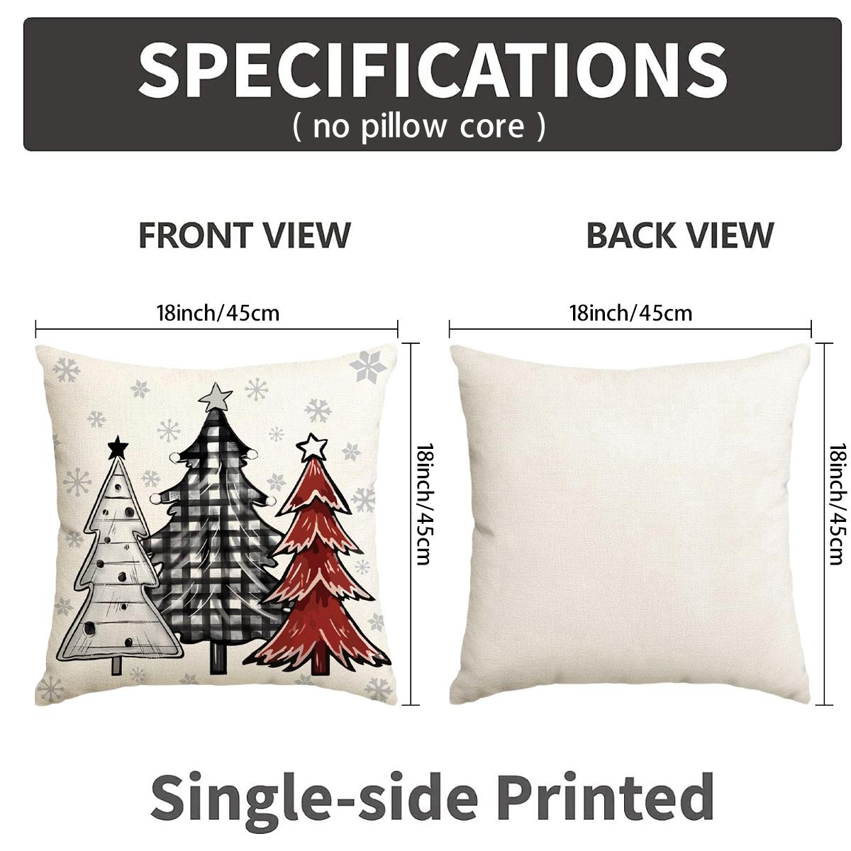 4pcs Christmas Pillow Covers Set, Tree Santa Snowflake Reindeer Prints, Winter Holiday Home Decor Cushion Cases for Bedroom Sofa Car Decoration, Halloween