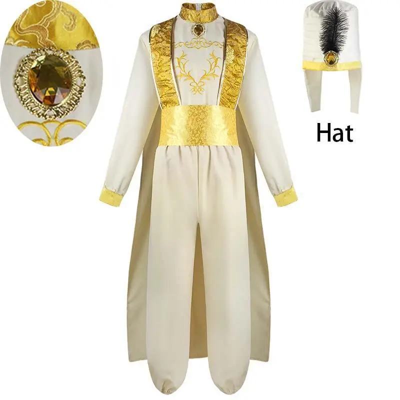 Adult Arabian Prince Cosplay Costume Fairy Tale Magic Wonderful Lamp Arab Prince Outfits for Halloween Stage Performance