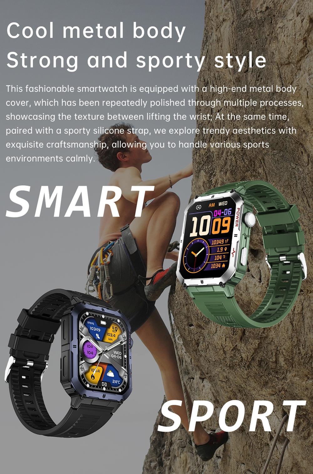 AI smartwatch 2.06 with full touchscreen, high appearance, low power consumption and long battery life. Scan for matching, 120+ sports modes, voice assistant, APP sports push. Stopwatch, camera remote control, music player, calculator. Perfect gift for
